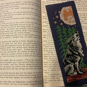 Wolf and Moon Cross-Stitch Bookmark